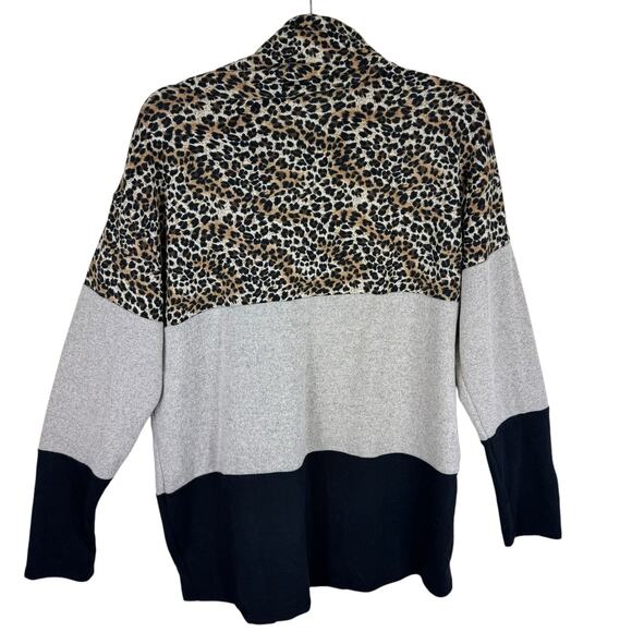 Tint & Shadow NWT Leopard Cowl Neck Knit Top Large - Picture 2 of 5